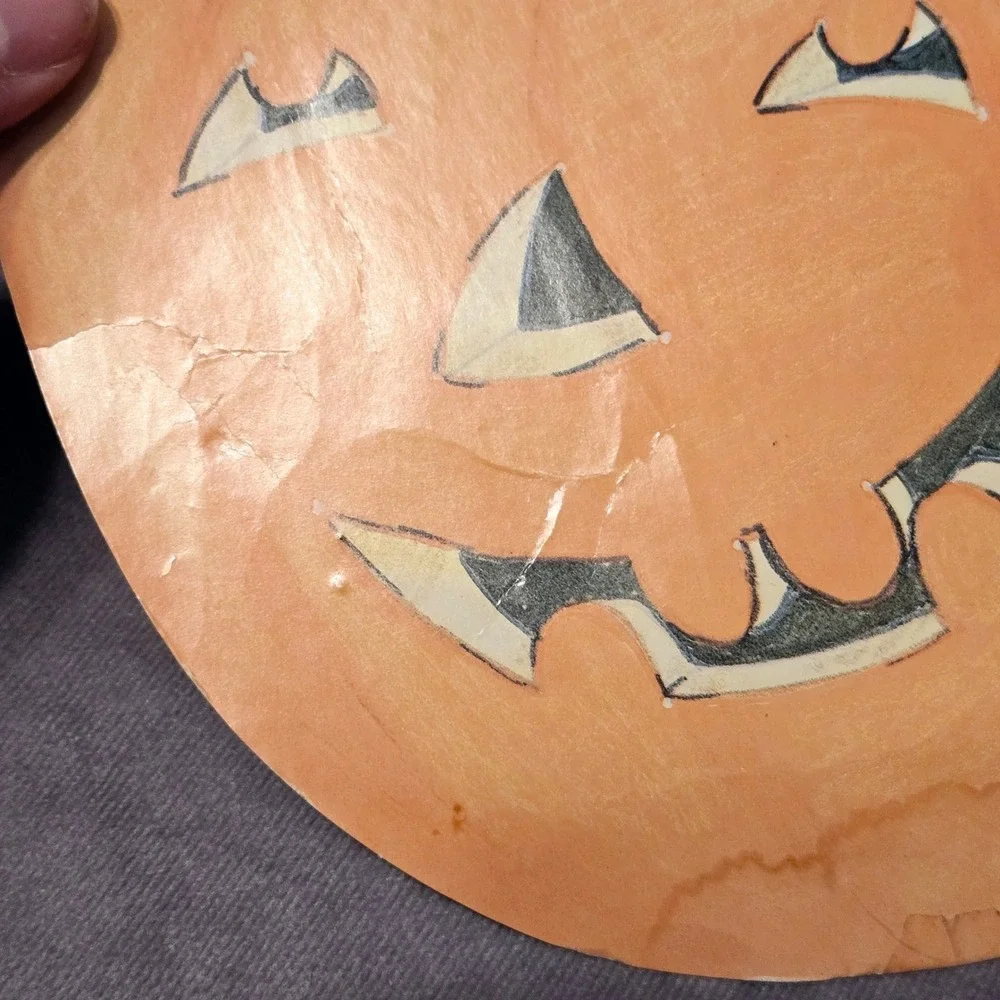 Vintage‎ Black Cat In Pumpkin Cardboard Die Cut Decoration Halloween